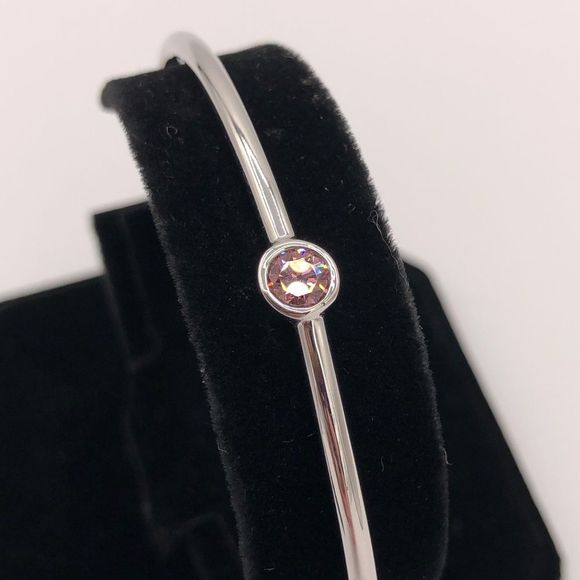 Kestan Pink Swarovski Crystal Silver Tone Cuff Bracelet - Picture 2 of 7